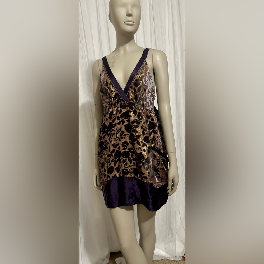 Vintage silk velvet Halle bob purple gold dress